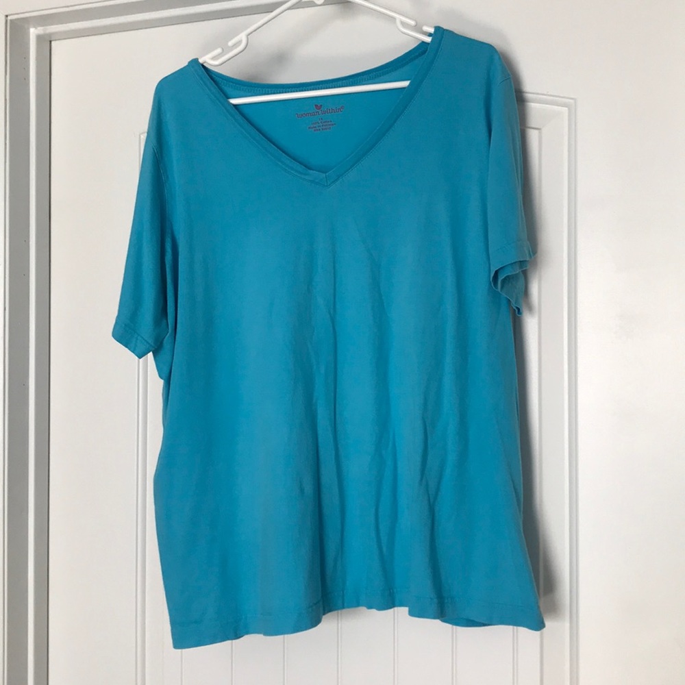 Woman Within teal blue cotton tee